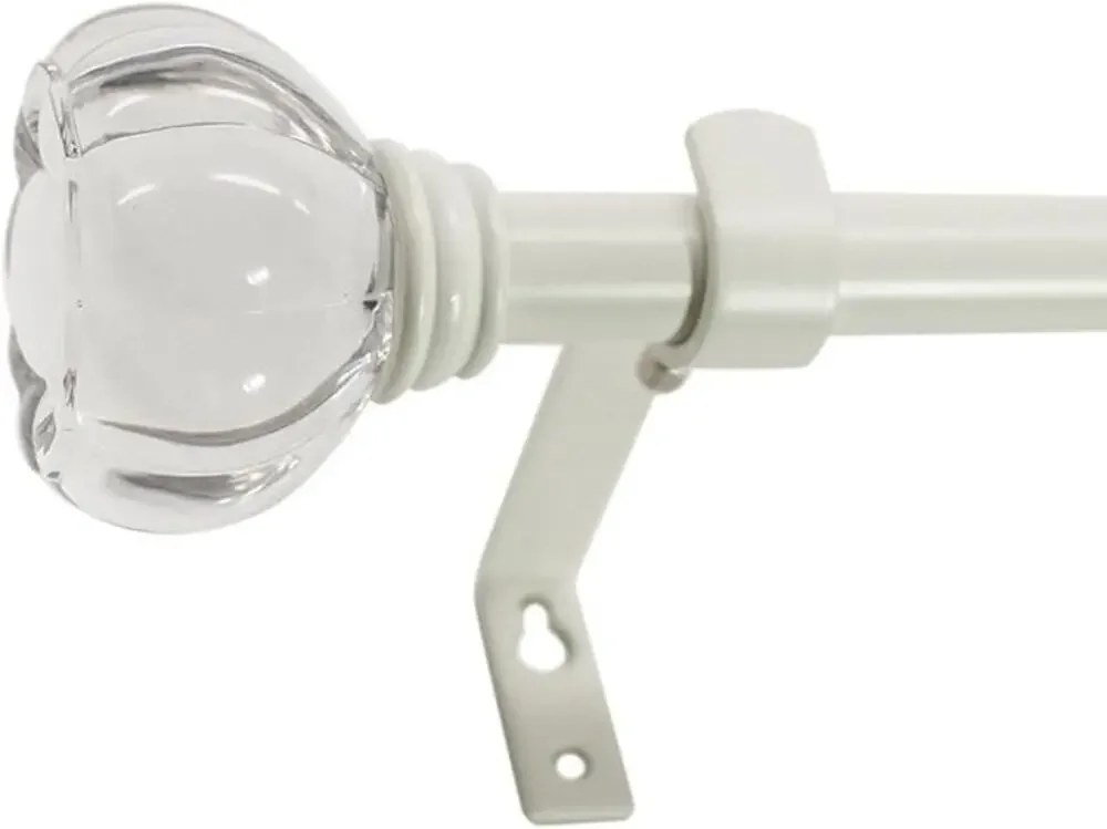 Decopolitan Clear Acrylic Crown 5/8 in Adjustable Curtain Rod 26 to 48 in